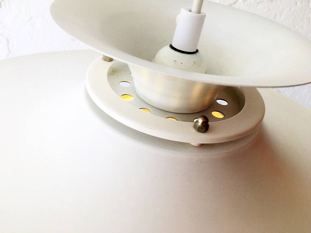 Danish beige metal pendant light, 1960