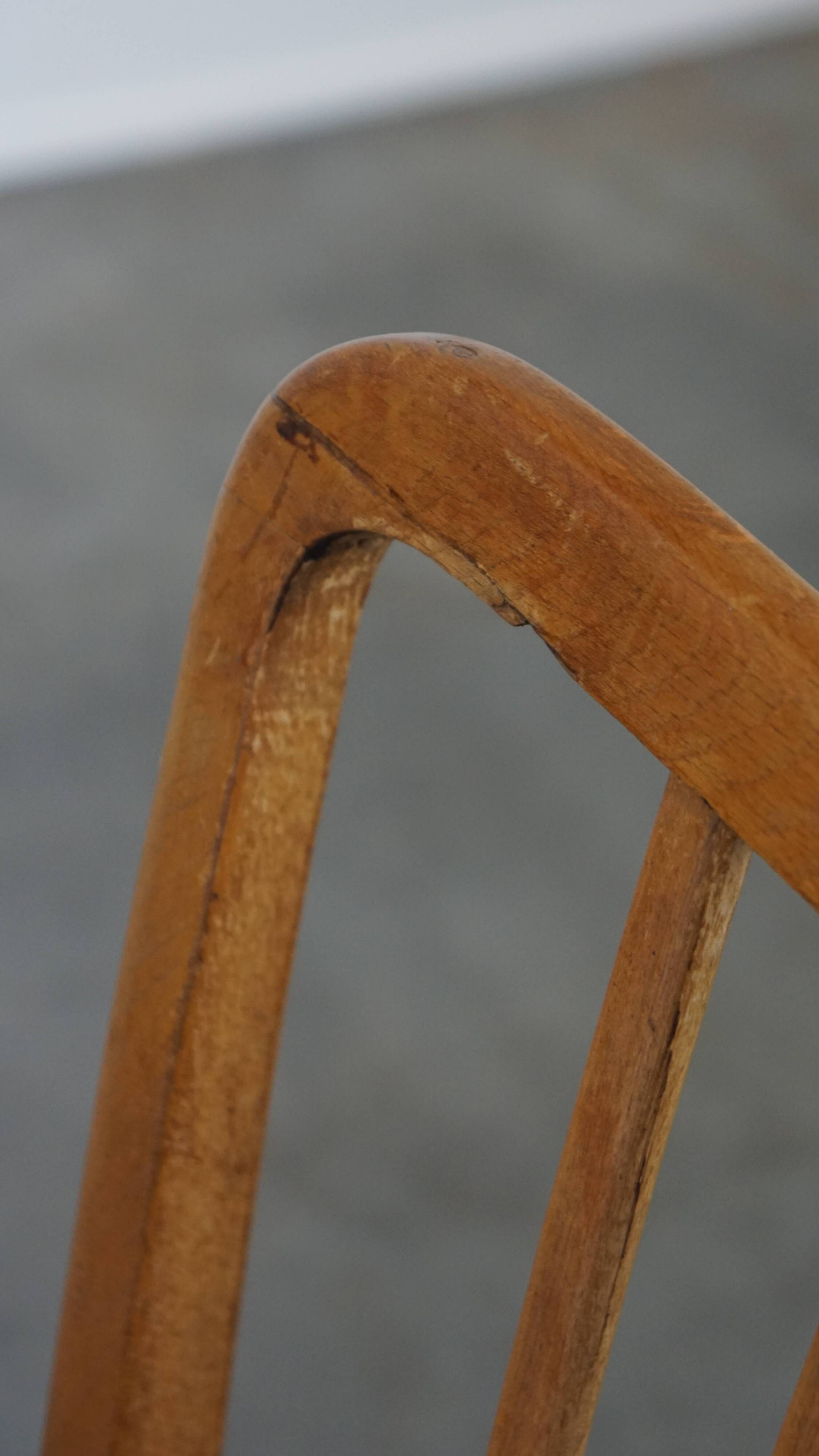 Set of 6 vintage Danish design dining chairs from the 1970s with light purple fabric seats