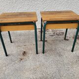 Pair of desks desks school 1960 in metal and oak