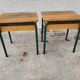 Pair of desks desks school 1960 in metal and oak
