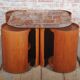 Mid-Century Modern Nesting Table in Oak and Smoked Glass, Czech, 1960s, Set of 5