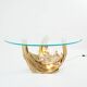 Dining table brass sculpture rock crystals Isabelle Faure 1970