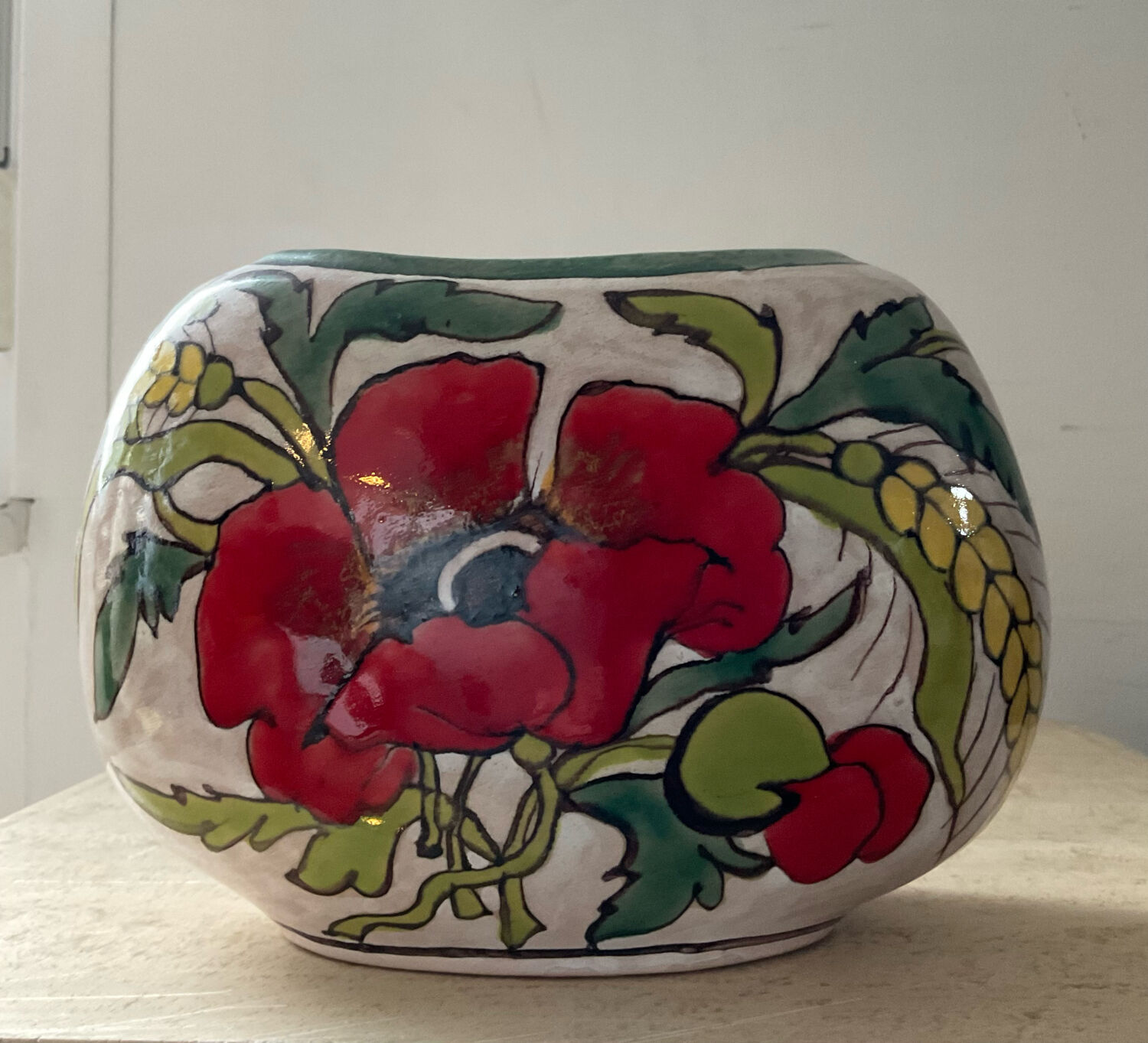 Vintage glazed ceramic vase signed