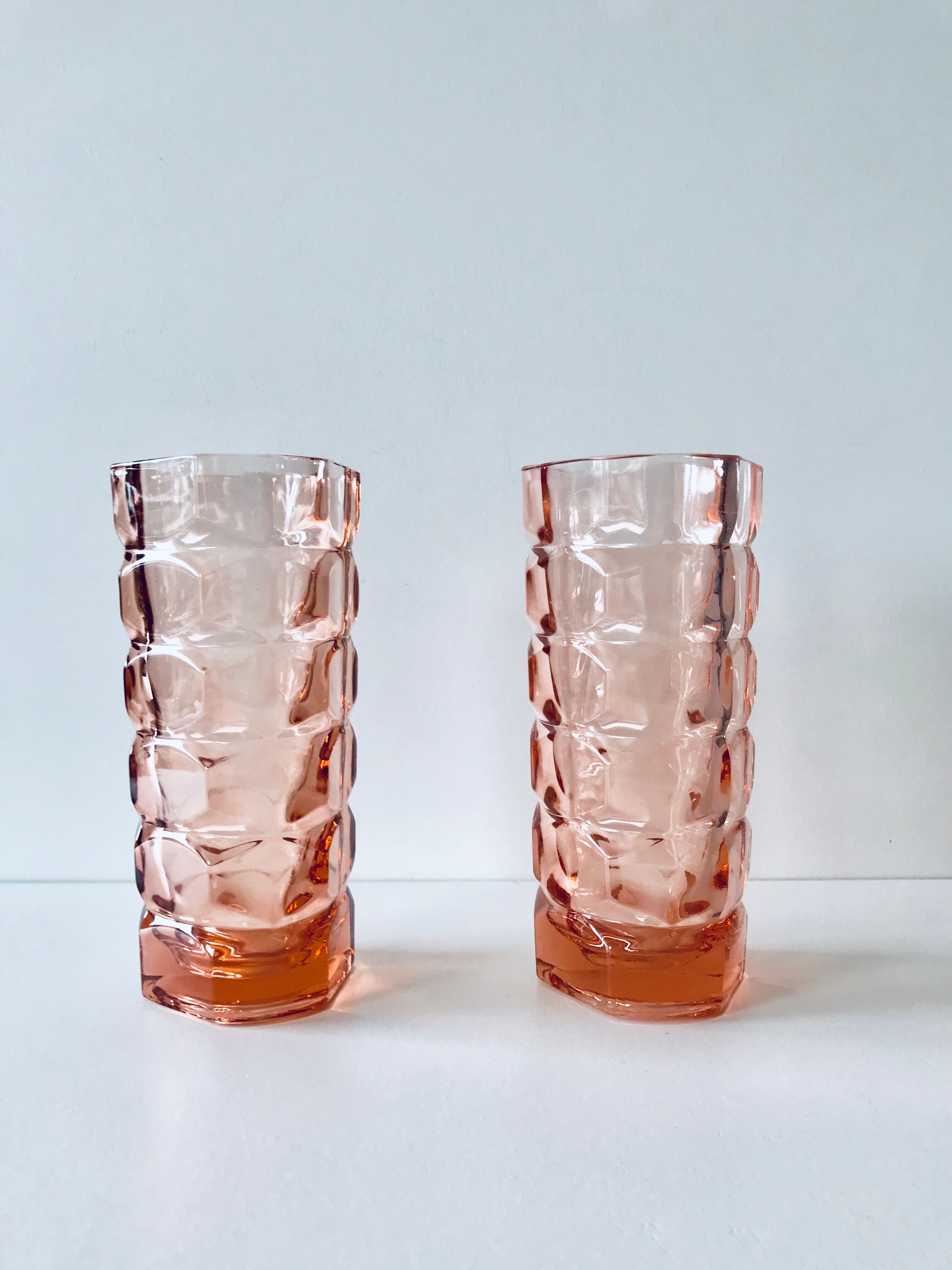 Pair of pink glass vases