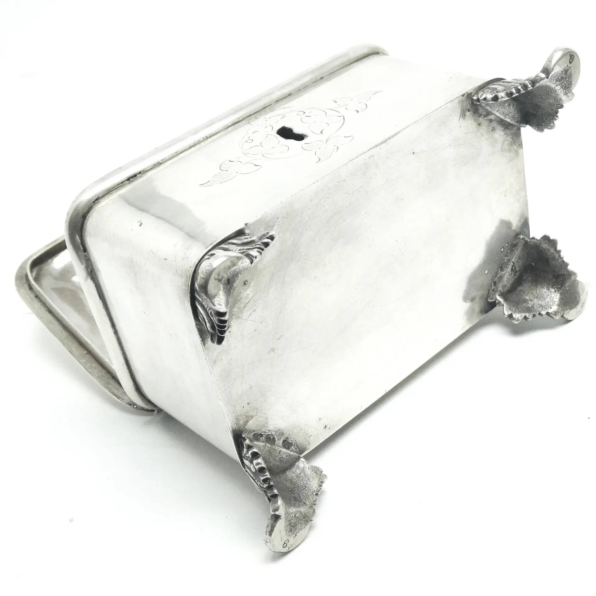 Biedermeier sugar bowl, silver-plated brass, Poland, 1920s