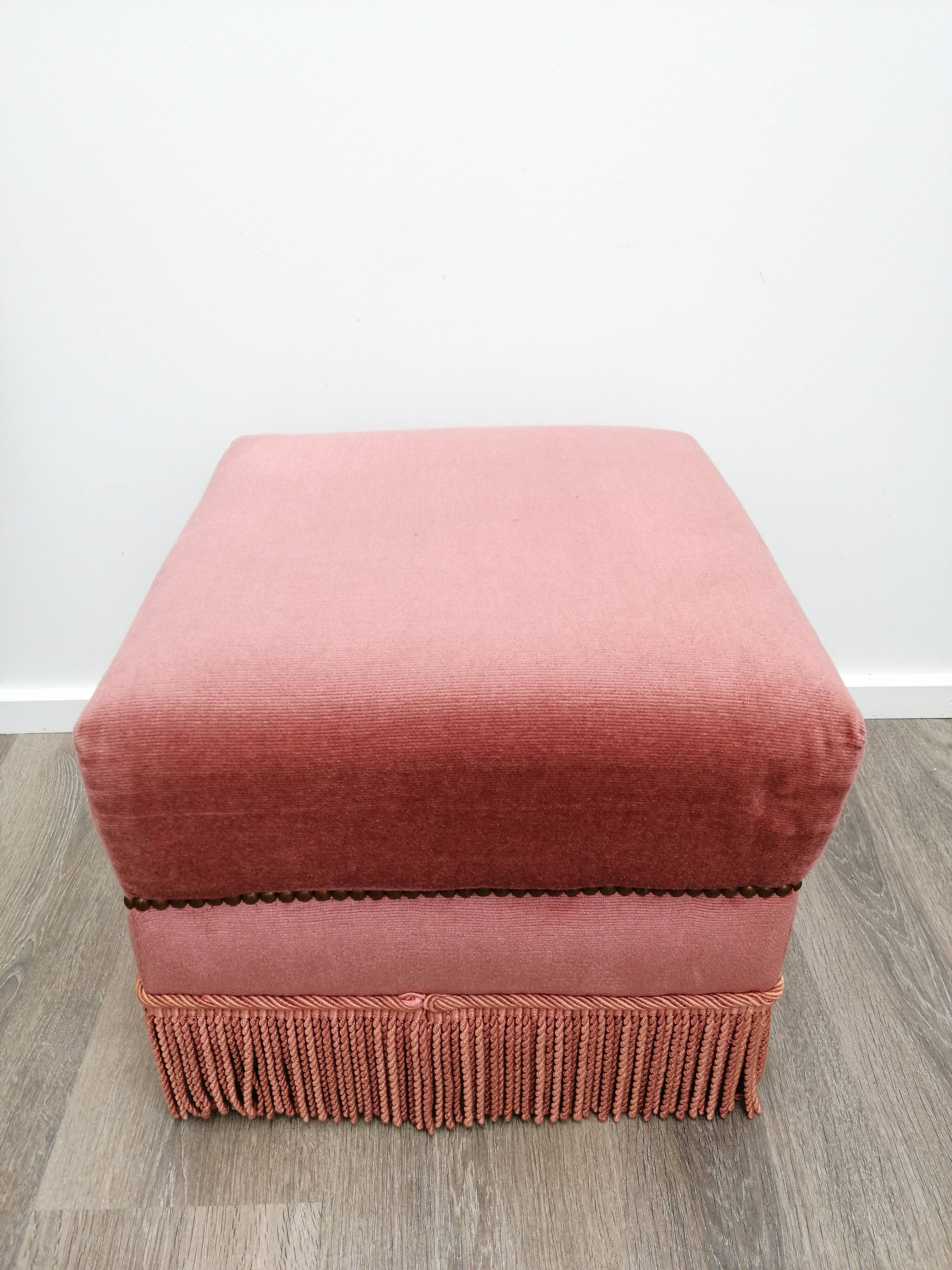 Pink square pouf