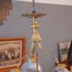 Chandelier in gilded bronze late 19th century around 1900 holophane glassware