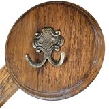 Oak wood wall coat rack / 1960s