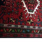 Tapis de couloir vintage en laine rouge à motifs géométriques, style oriental des années 1960