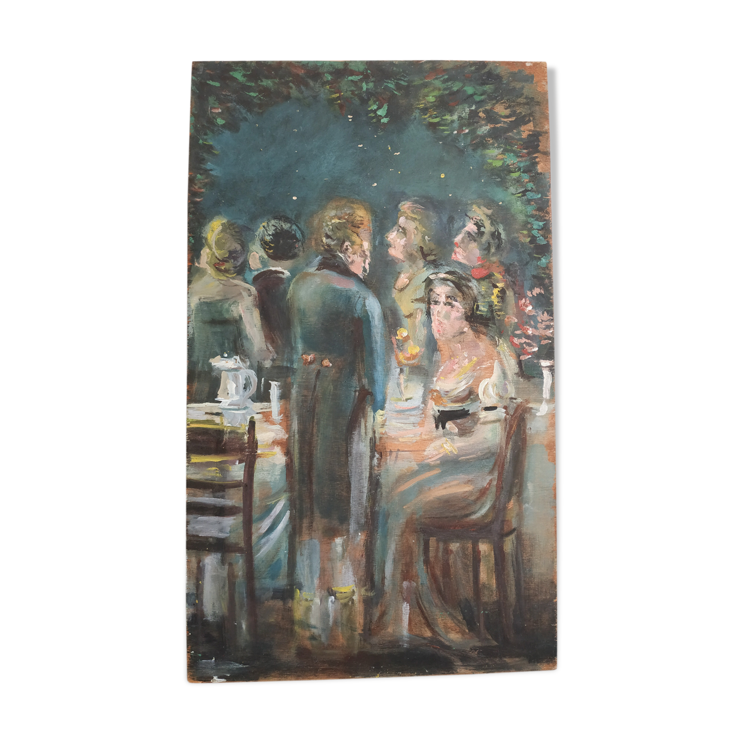 Ancient painting, wood-painted theatre decoration