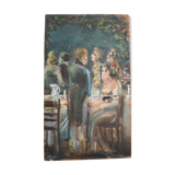 Ancient painting, wood-painted theatre decoration