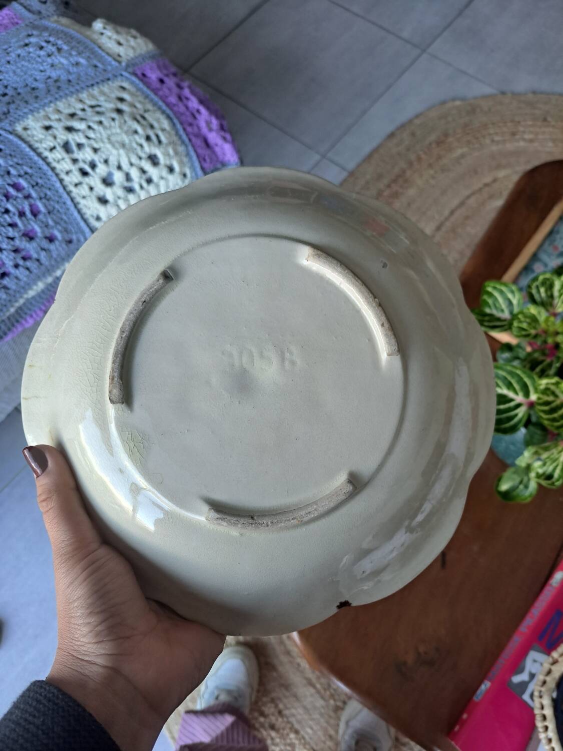 Plat céramique fleur west germany