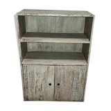Meuble en bois ancien avec deux étagères et deux tiroirs