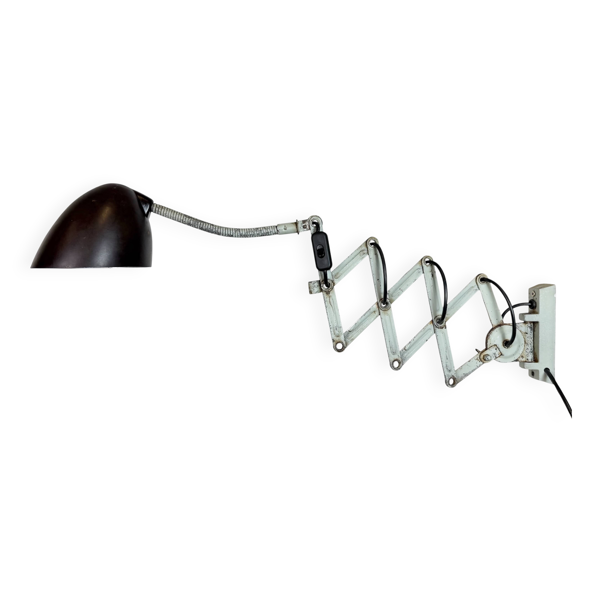 Green Industrial Scissor Wall Lamp from Elektroinstala, 1960s