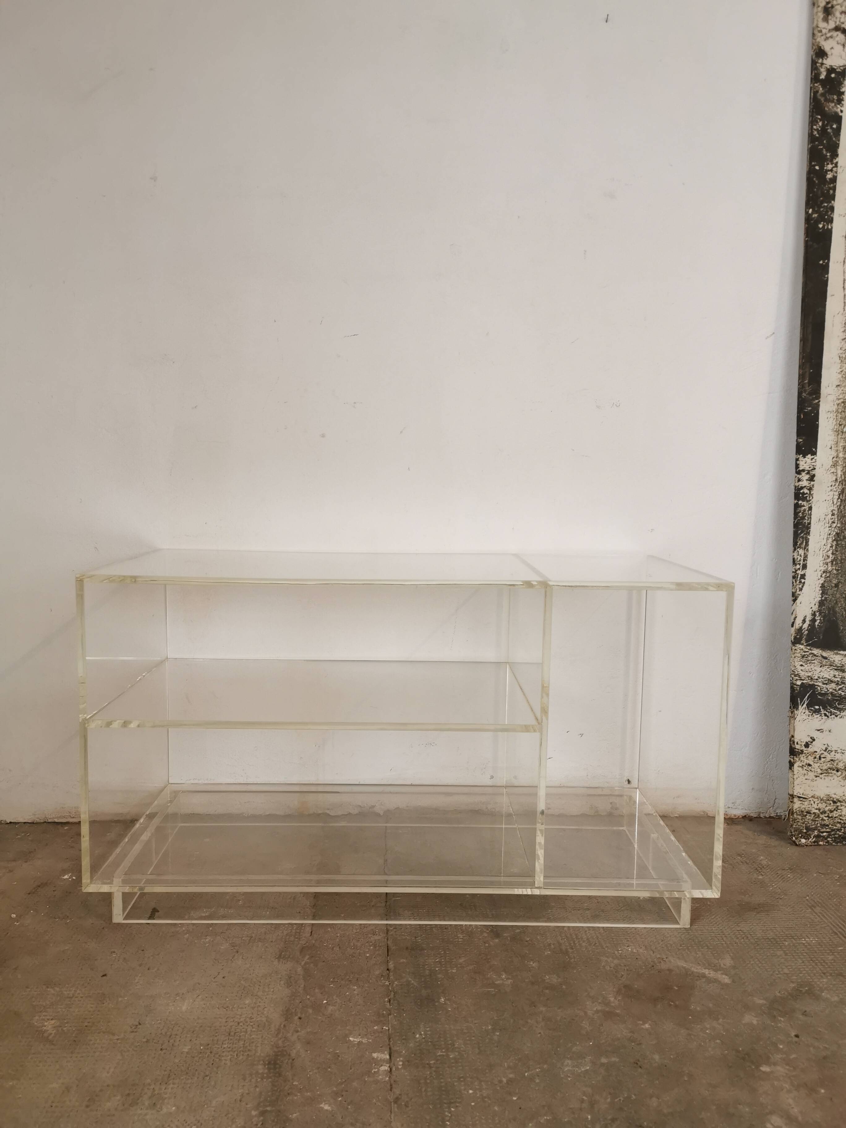 80s plexiglass hi-fi furniture shelf