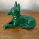 Antique St Clement German Shepherd Dog Sculpture Green Ceramic #C134