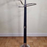 Vintage metal and leather valet stand, 1980s, 125 cm