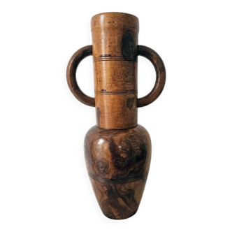 Decorative vase turned from solid olive wood – vintage