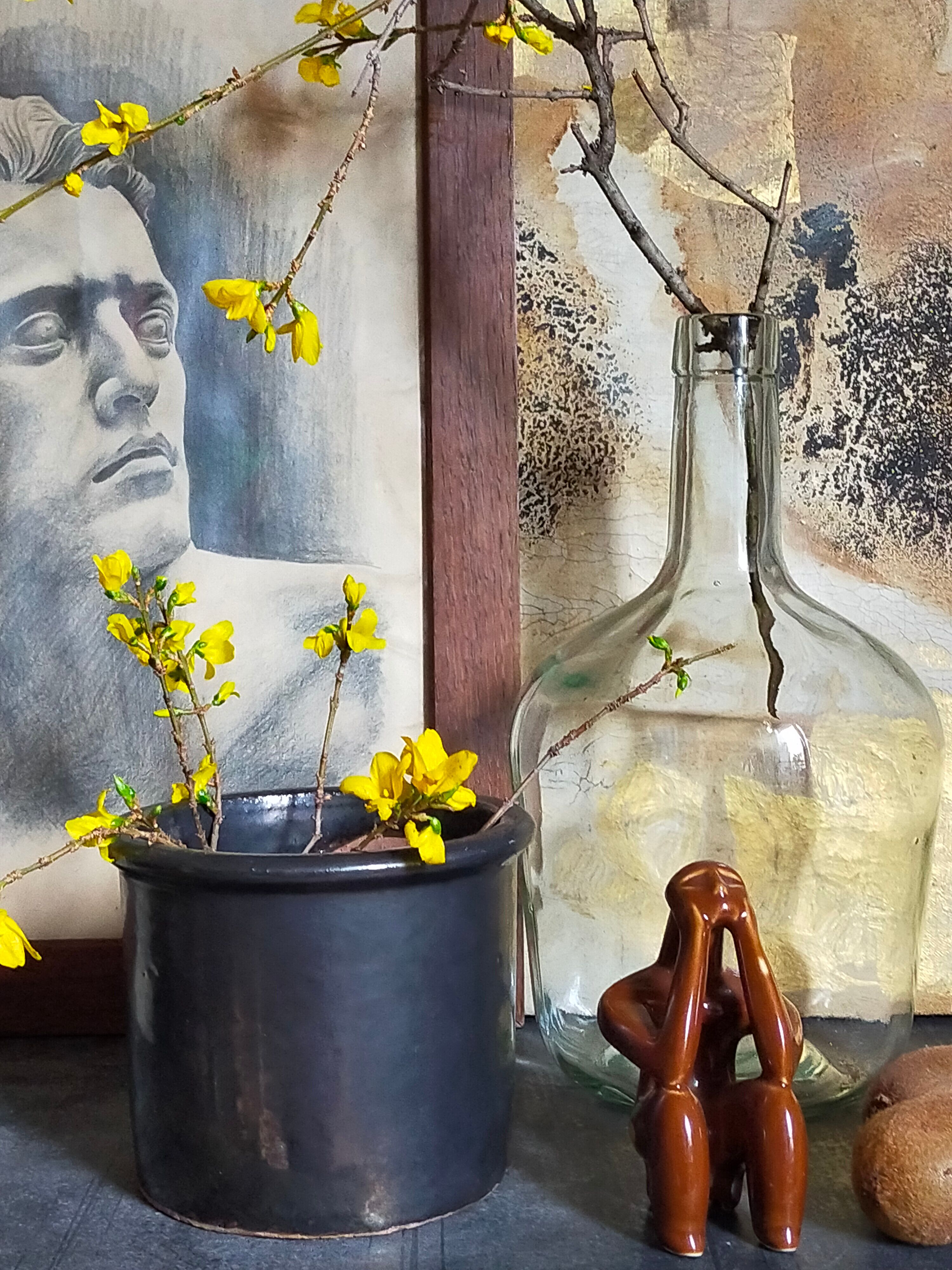 Vintage black glazed earthenware pot