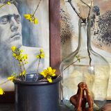 Vintage black glazed earthenware pot