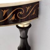 Beech and Black Walnut Console Table with a Demilune Marble Top