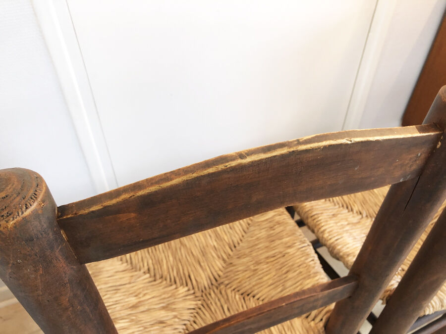 Pair of straw brutalist chairs, 1970