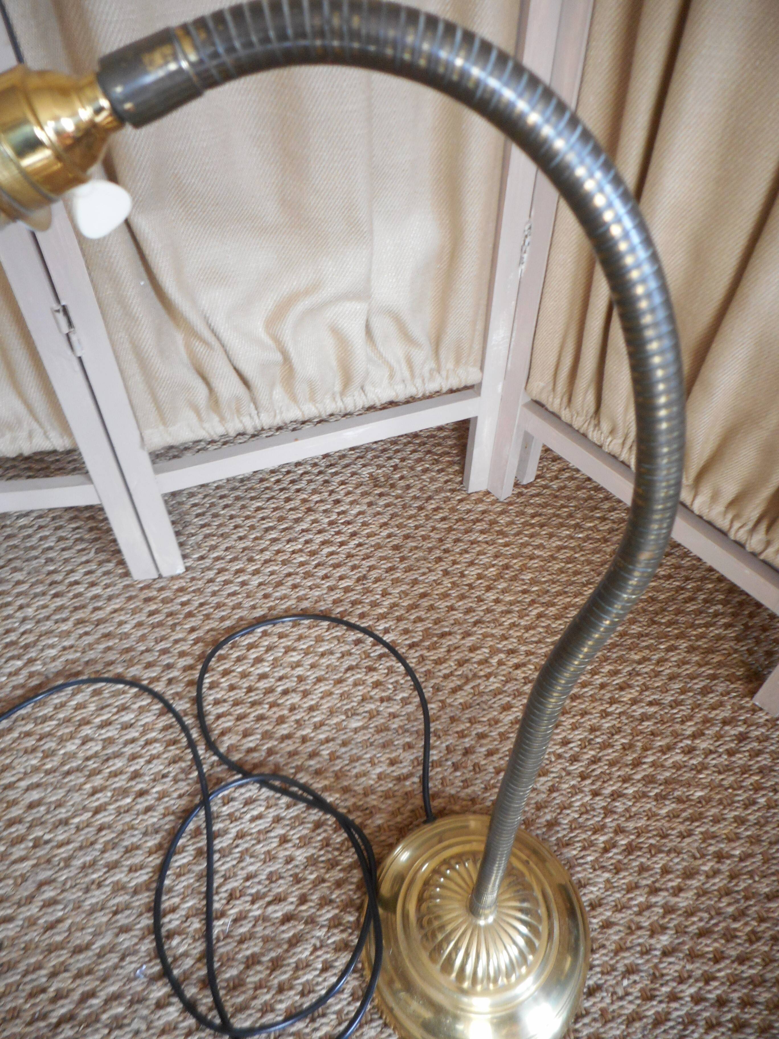 Large art deo brass shell lamp 90 cm