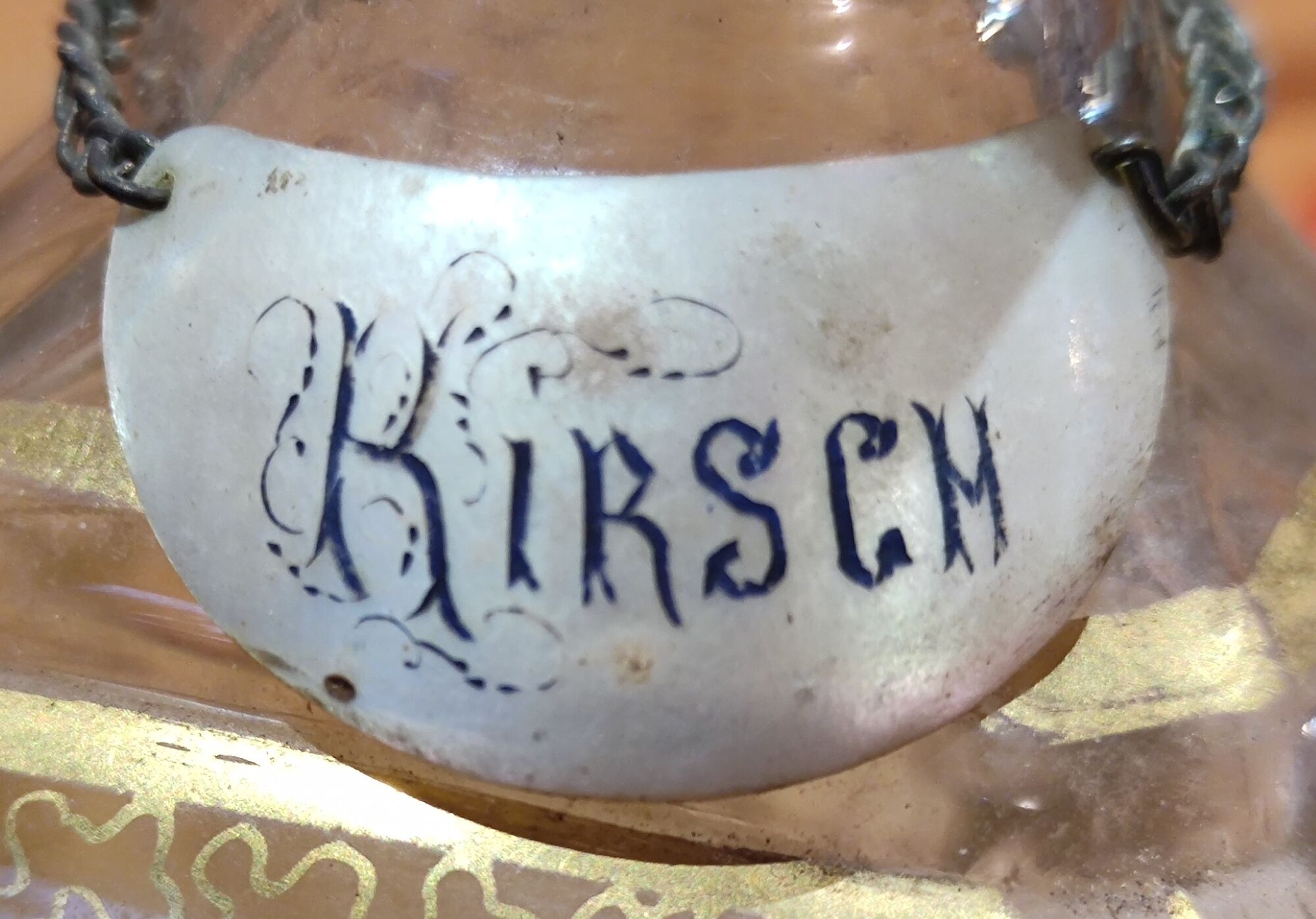 Old carafe kirsch crystal Baccarat and mother-of-pearl