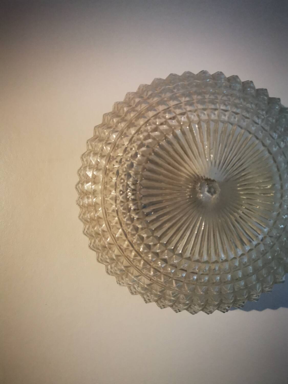 Vintage crystal glass wall ceiling light from the 70s