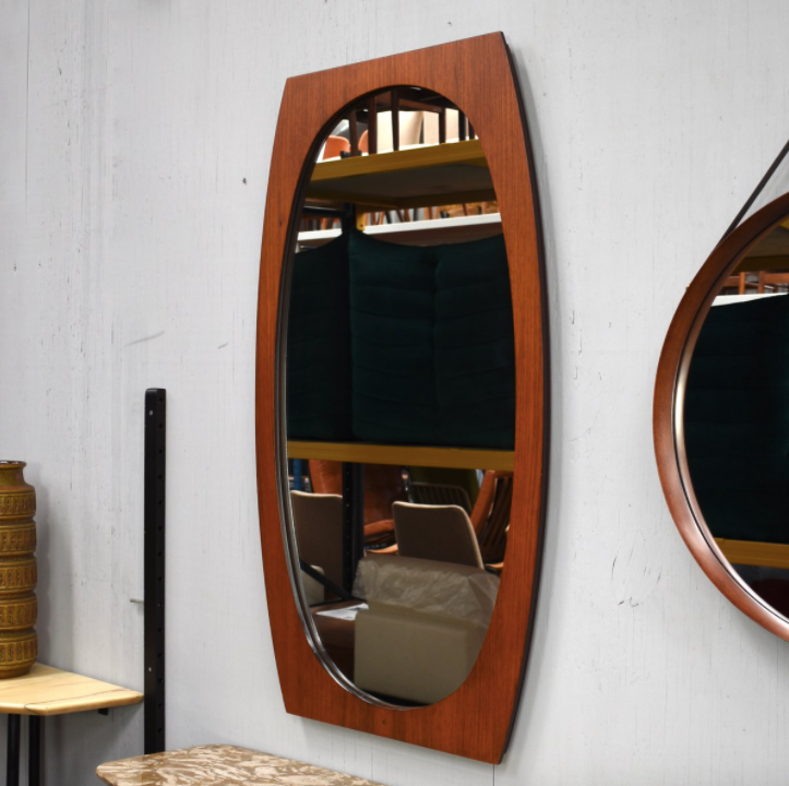 Teak mirror Italy 1950 58x100cm
