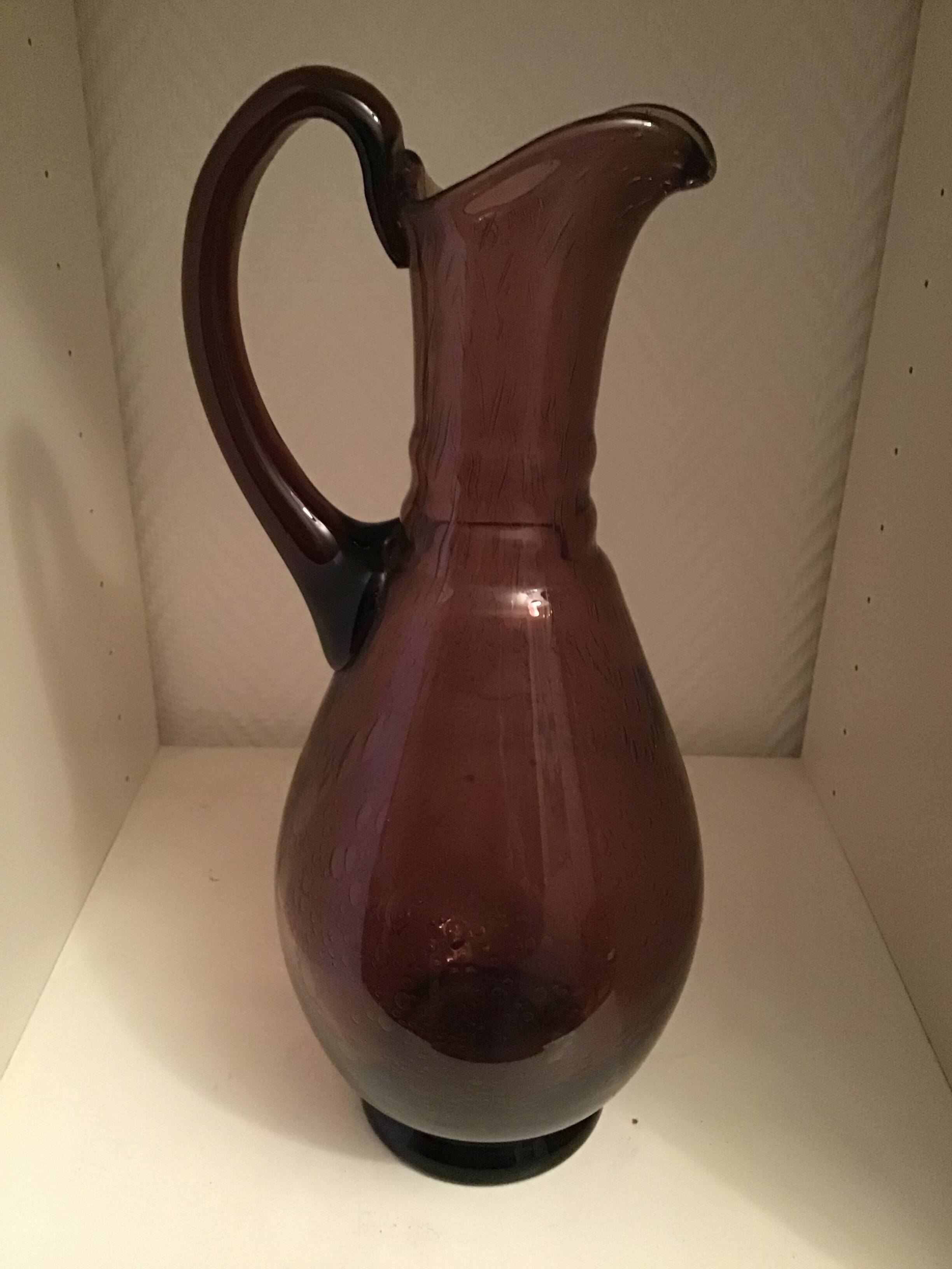 1 Biot bubble blown glass carafe, violet