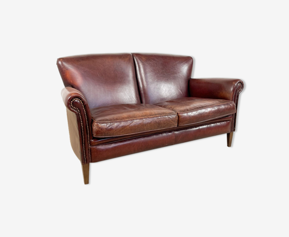 vintage sheep leather 2 seater sofa by muylaert selency