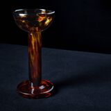 Amber blown glass candle holder – Art Deco style – 24.5 cm