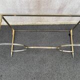 Coffee table in gilded brass and veined green marble