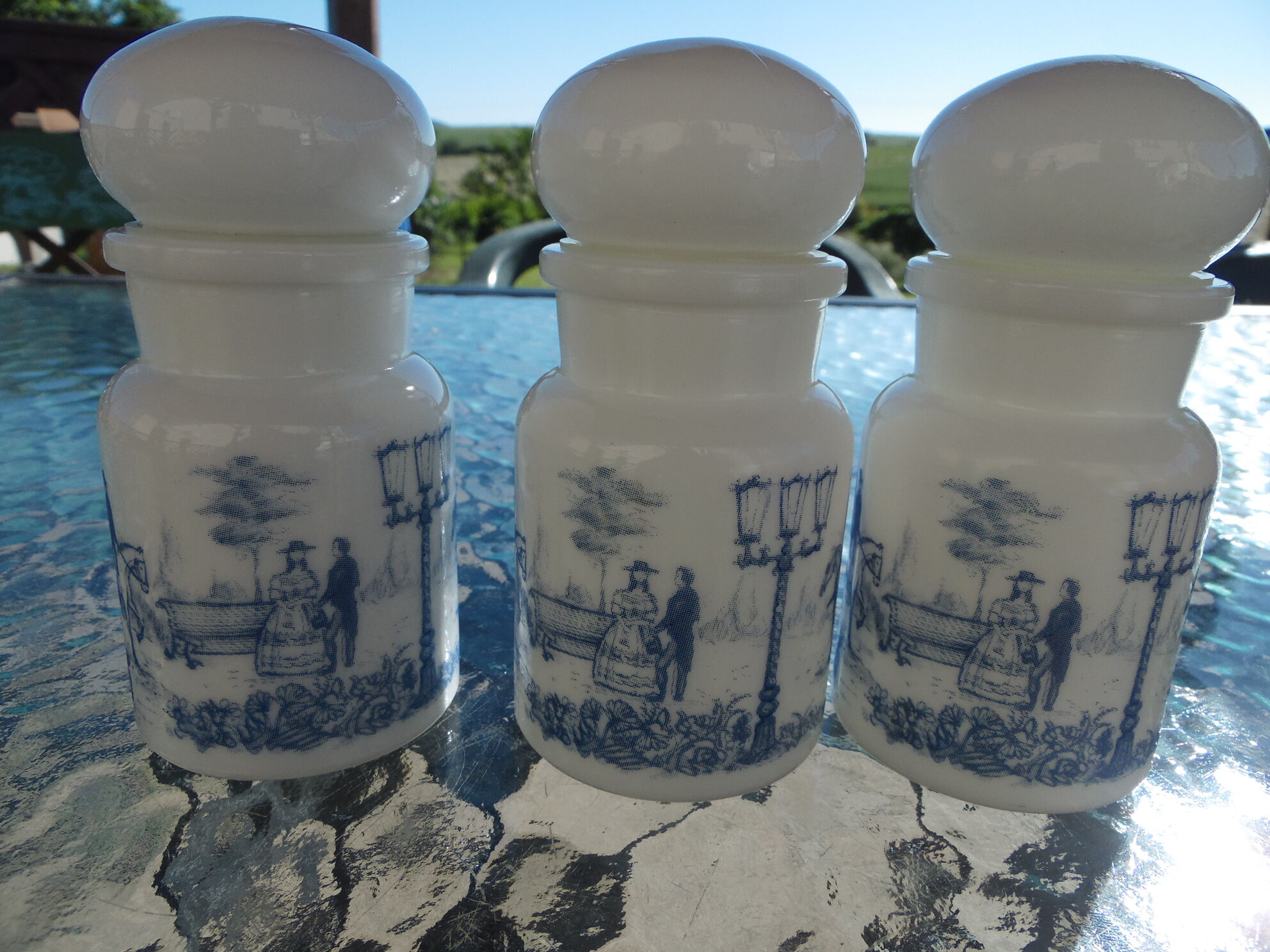 Lot 3 pots epices opaline