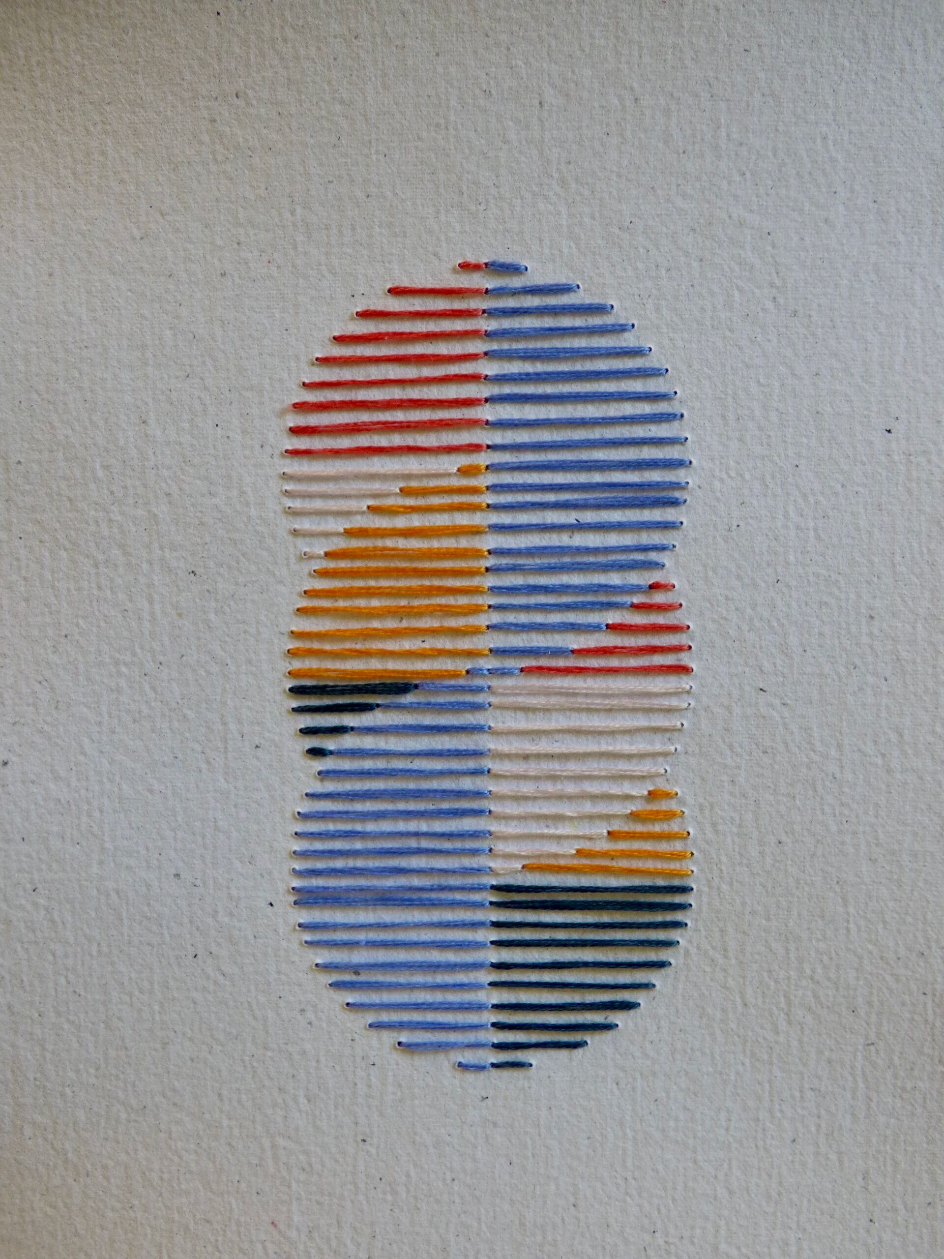 Embroidery on rag paper