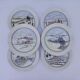 Dessert plates, Auteuil porcelain, naive, Danielle Dillemann