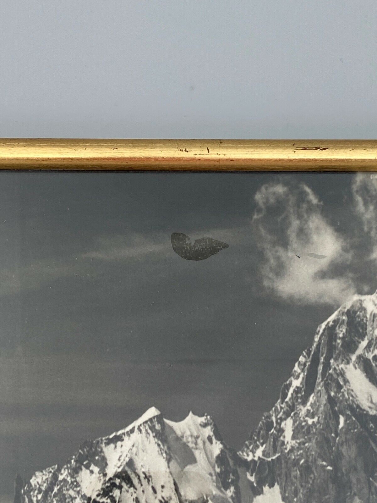 Old artistic photo in black and white Mountain Golden frame