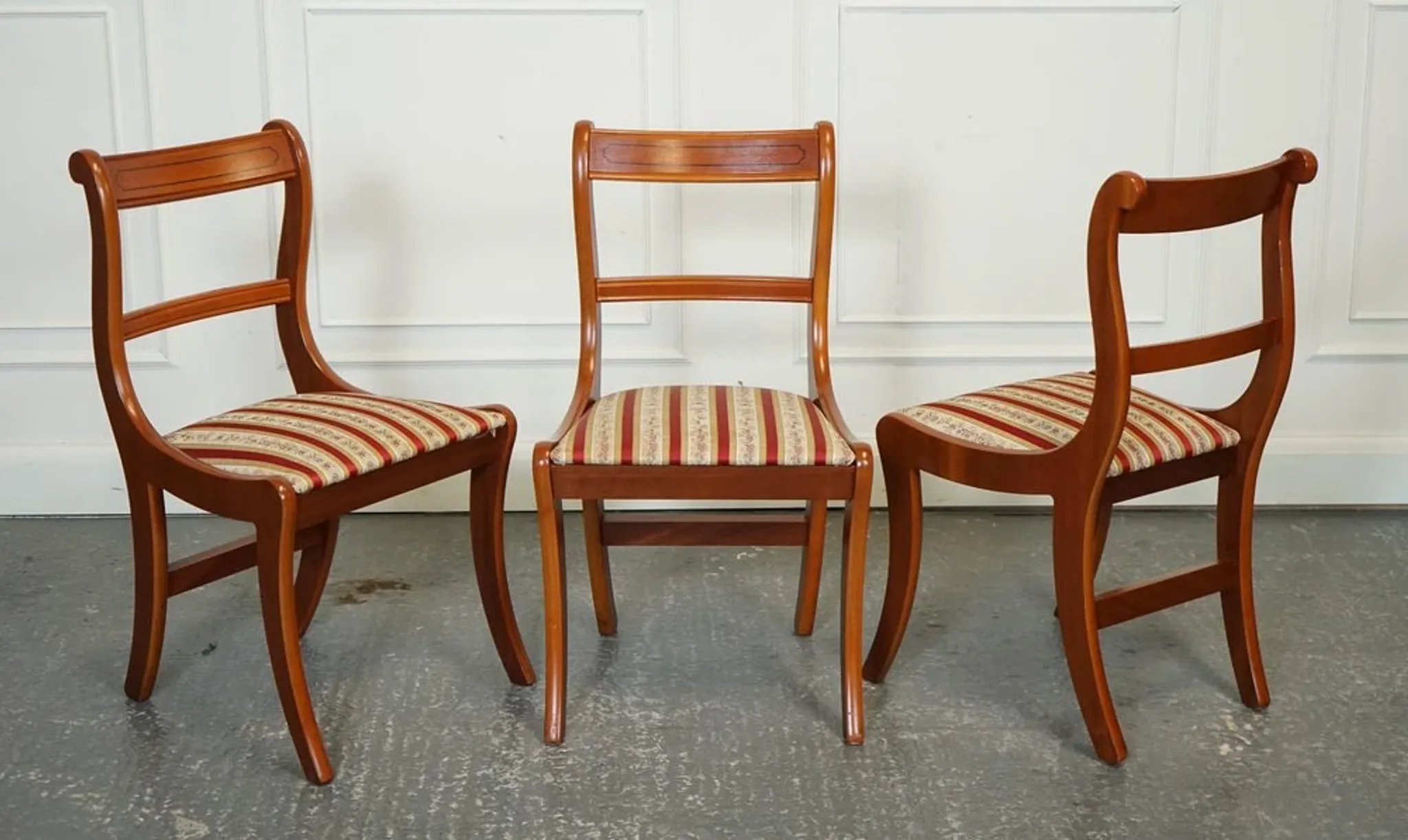 Vintage Yew Wood Dining Chairs, Set of 8