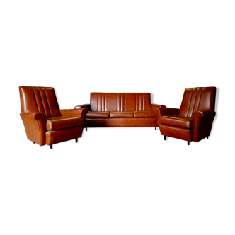 Vintage lounge, convertible Canape and 2 armchairs