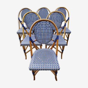 Series of 6 rattan chairs "parisian" vintage terrace