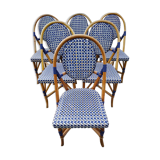 Series of 6 rattan chairs "parisian" vintage terrace