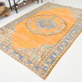 6x9 orange madallion oushak rug, 288x194cm