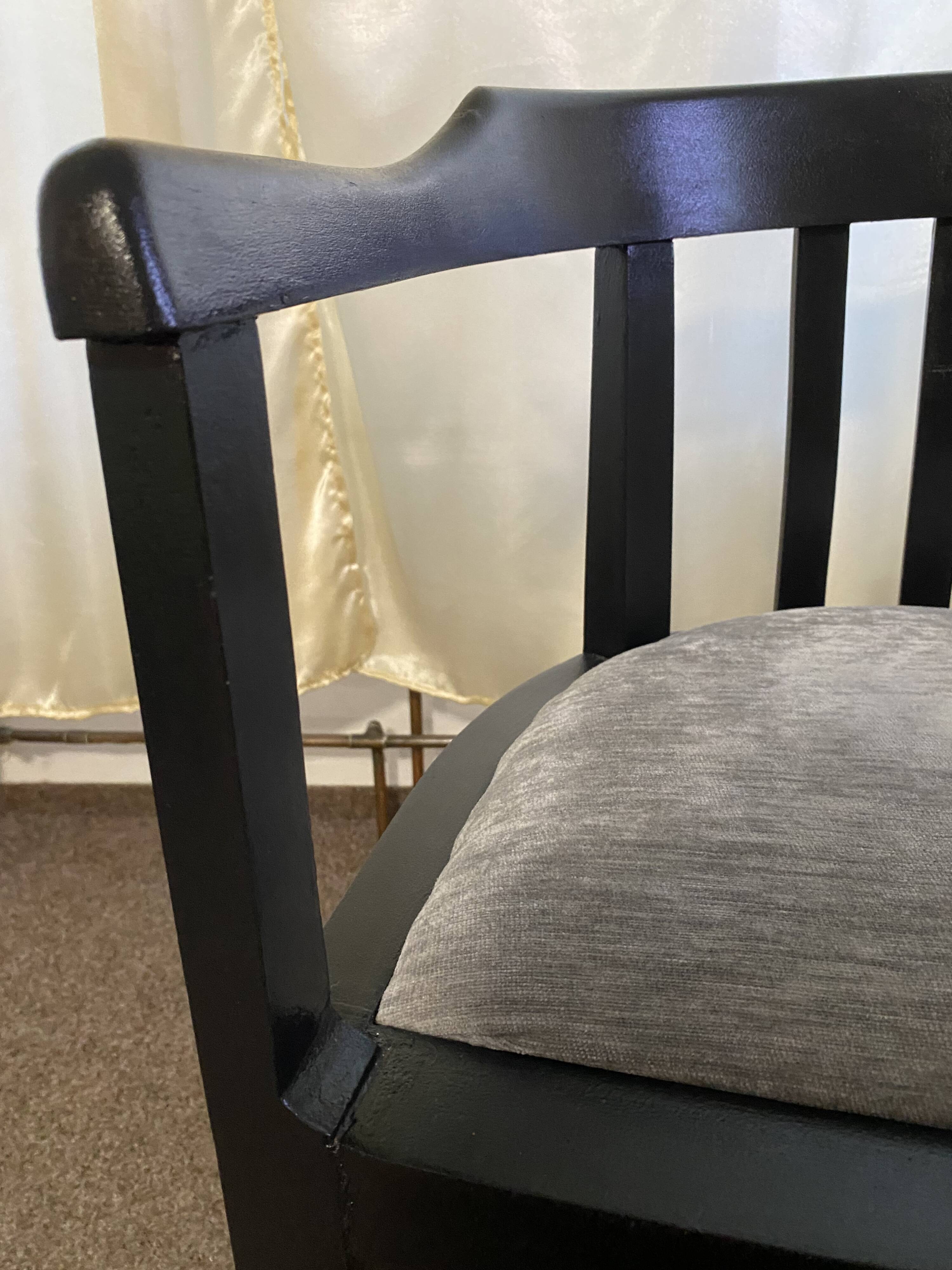 Vintage black matte wooden chair – Bauhaus style, 60s–70s