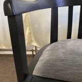 Vintage black matte wooden chair – Bauhaus style, 60s–70s