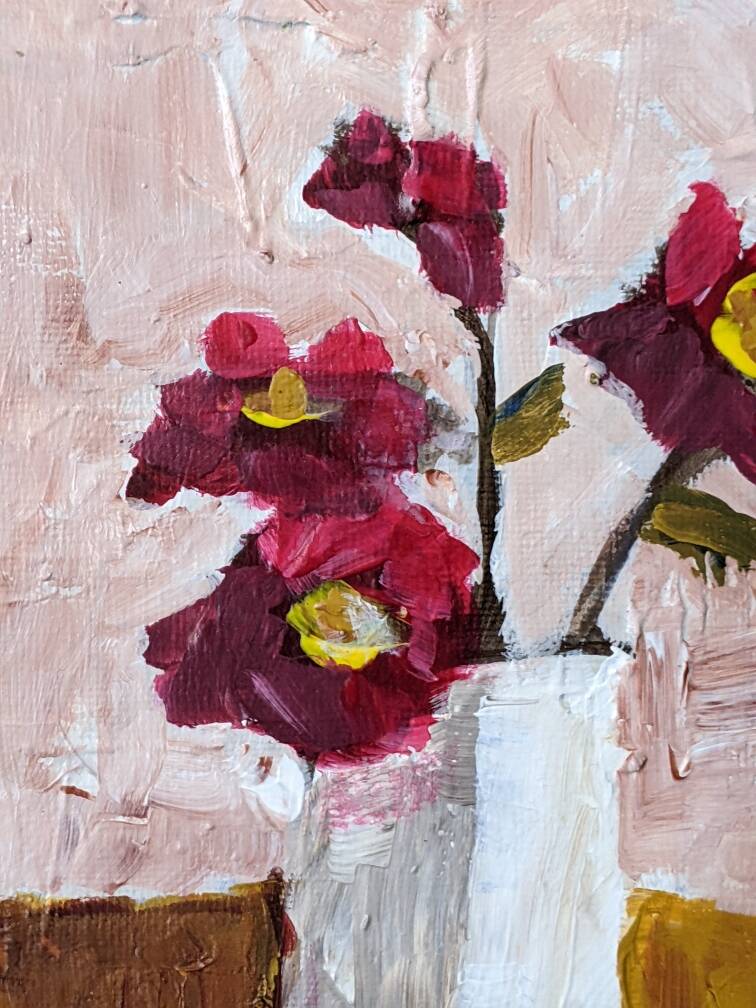 Acrylic on canvas small painting contemporary still life