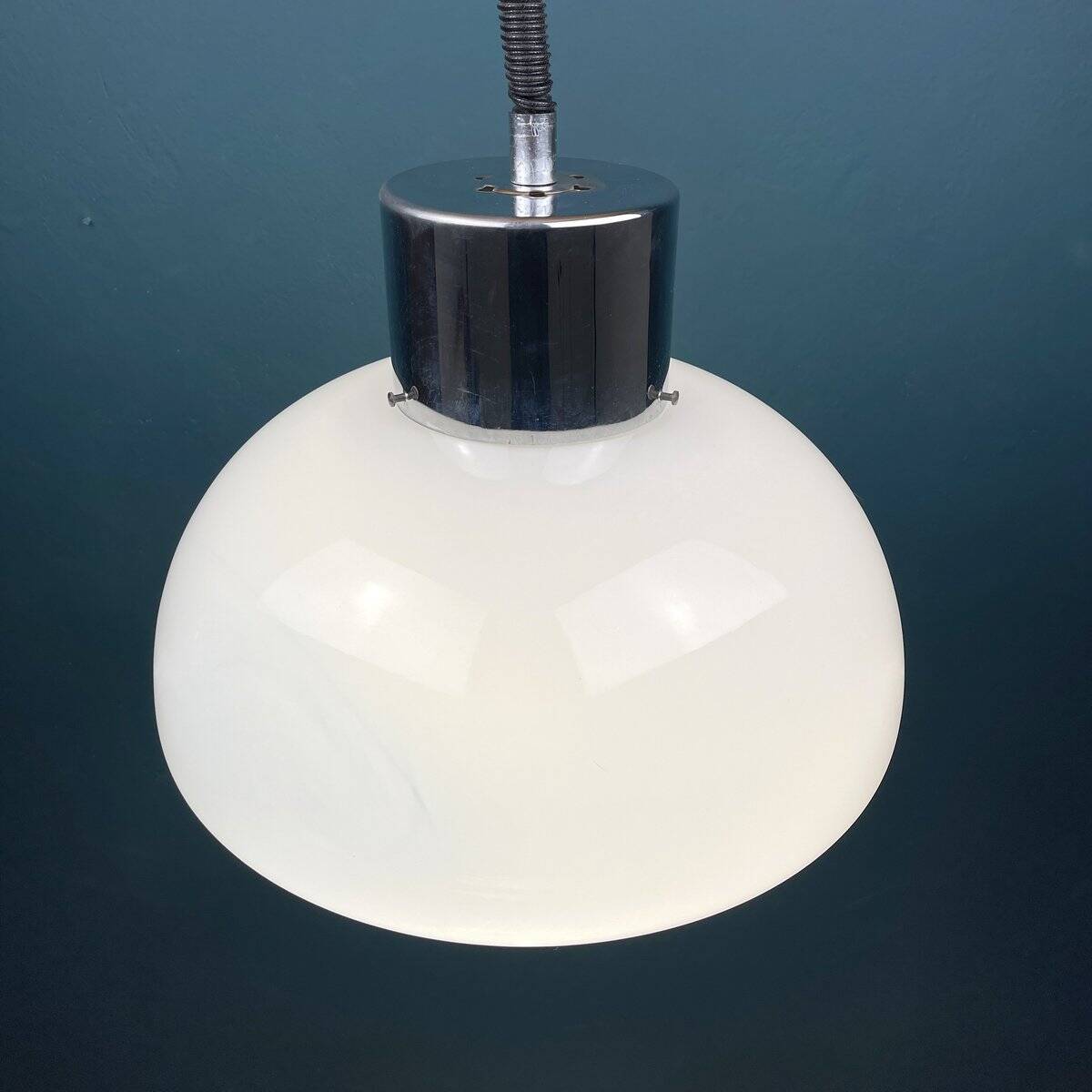White mid-century Italian pendant lamp by Mazzega, 1970s.