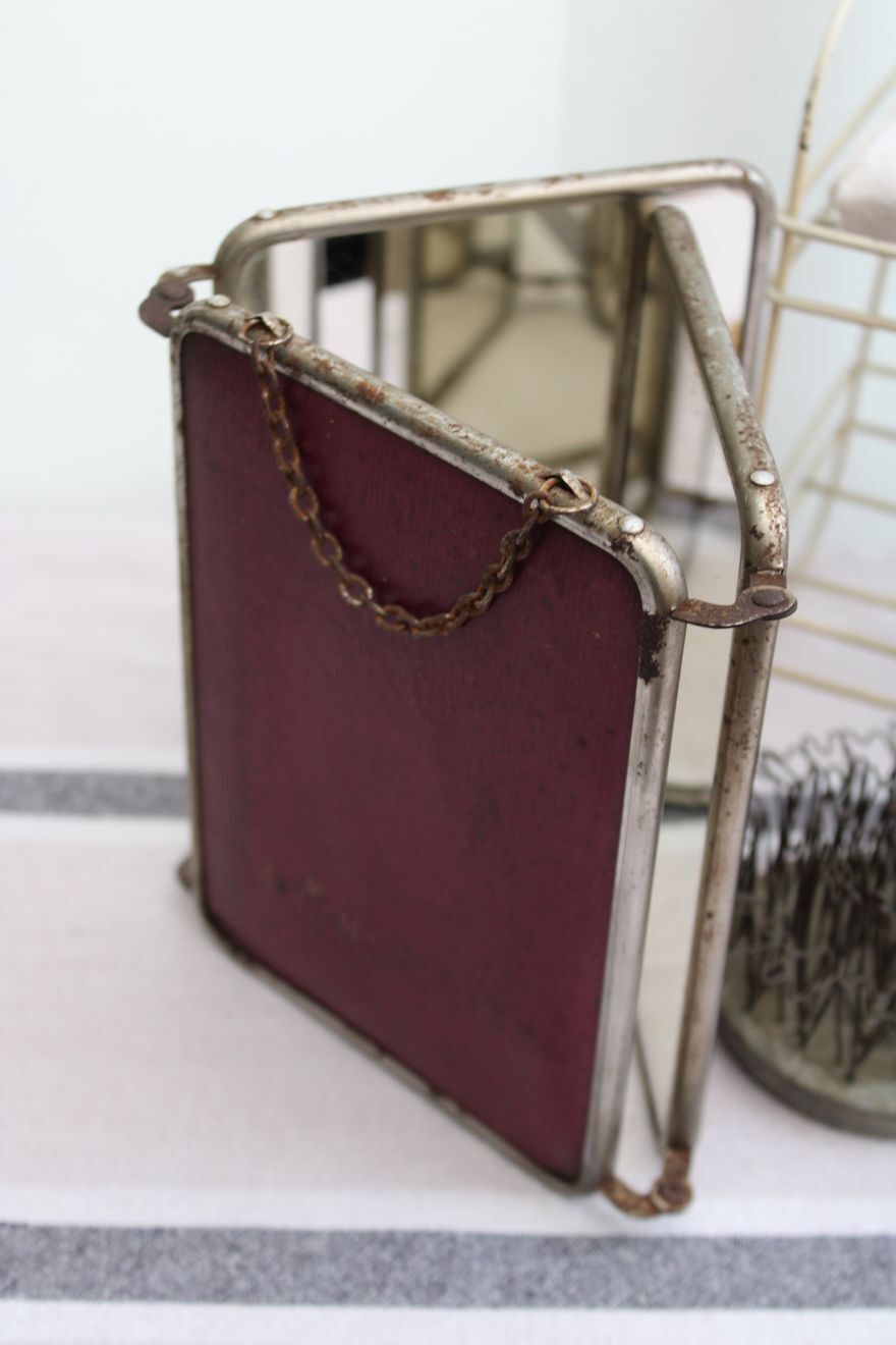 Old triptych barber mirror