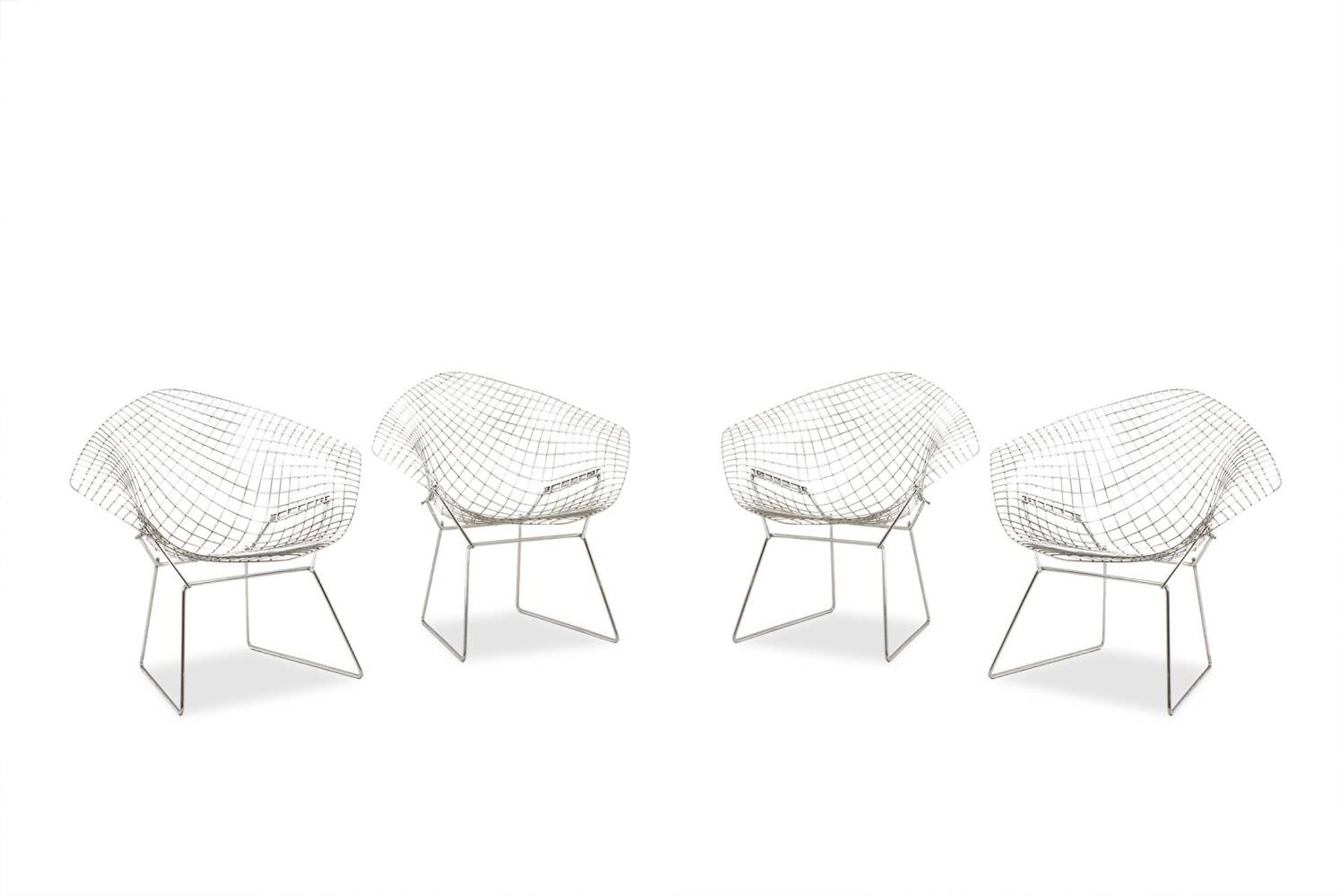 Harry Bertoia for Knoll. Set of 4 "Diamond" chairs. 1970s.
