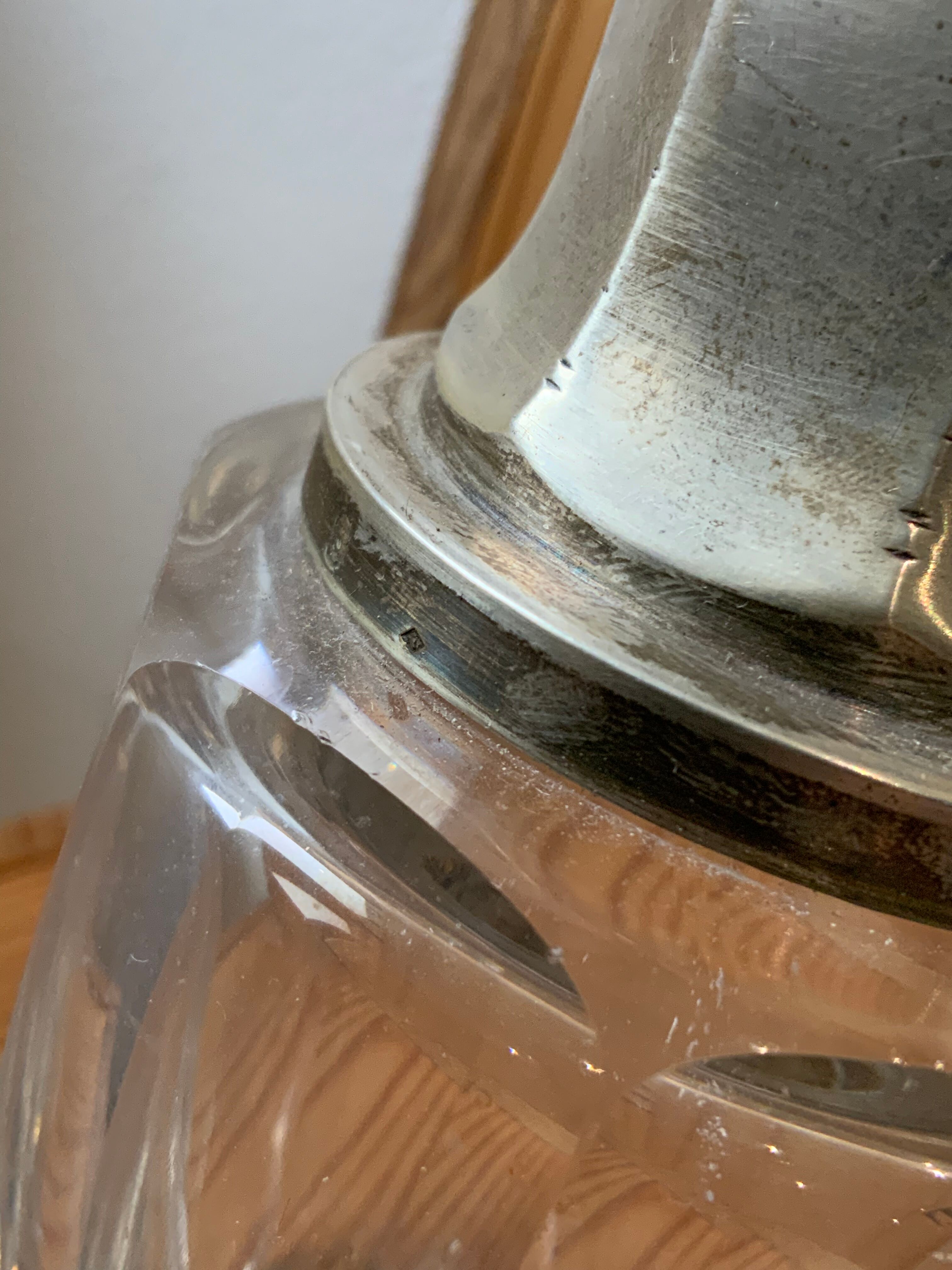 Antique crystal bottle and silver frame diamond punch perfume